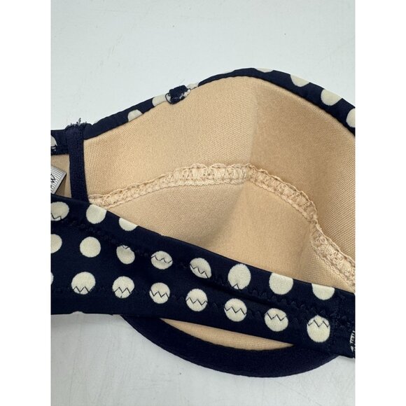 J.Crew Womens Strapless Bikini Top Swimwear Size 3B Navy Cream Polka Dot Padded - Picture 9 of 9